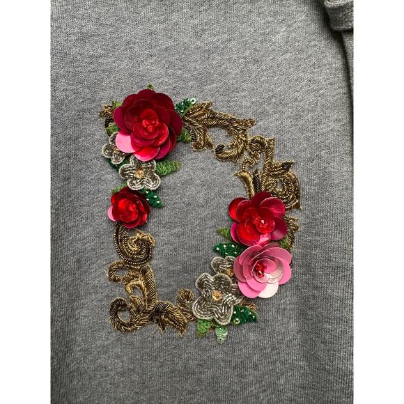 NWT Dolce & Gabbana Embellished Floral Logo Hoodie Gray Women US M - Picture 5 of 16